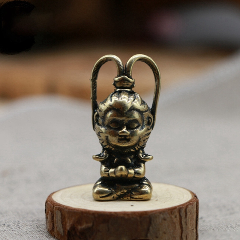 2X Copper Monkey King Figurine Sun Wukong Statue Decor Fish Tank Ornaments Housewarming Home Decor Tea Pet Retail