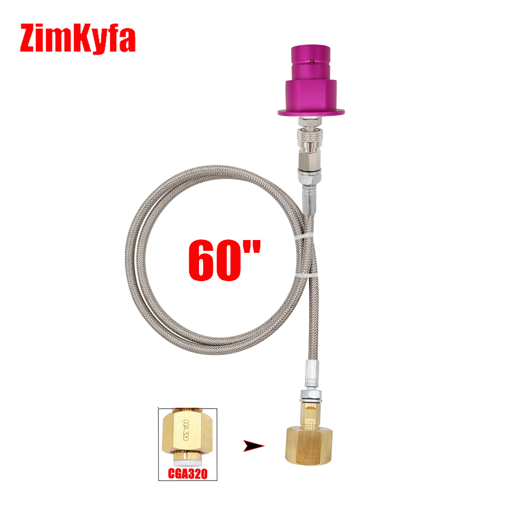 External steel braided hose, 1.5 m, for Soda Club adapter set, for SodaStream DUO Terra Art W21.8-14, CGA320,