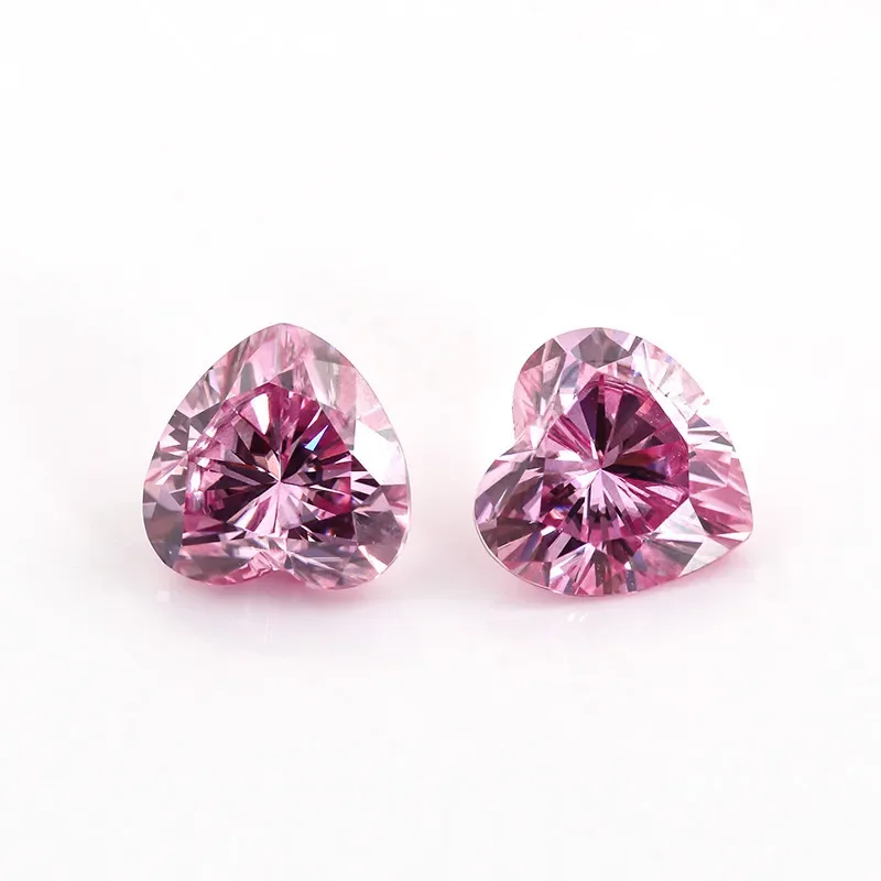 Heart Cut Dark Pink Moissanite Lab Grown Diamond Ewelry DIY Ring Necklace Earrings Main Stone Diamonds with GRA Certificate