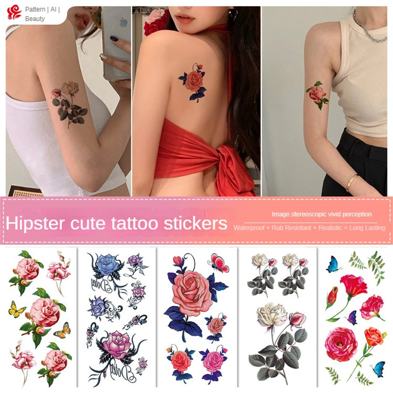 Colorful Floral Tattoo Stickers Water Transfer Tattood Girl Rich Styles Water Proofing Easy To Clean