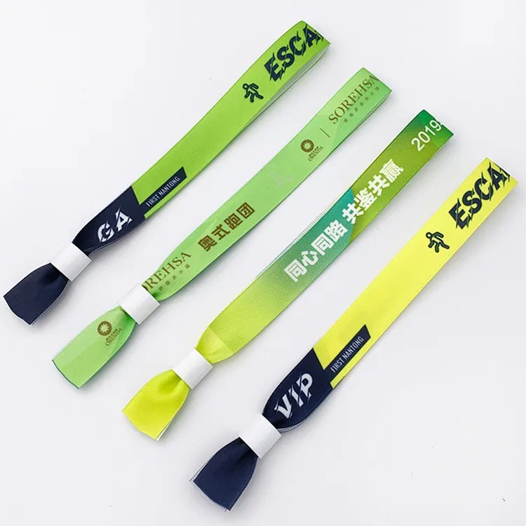 Wholesale Adjustable Party Festival Events Custom Polyester Fabric Bracelets Logo Design Wristbands