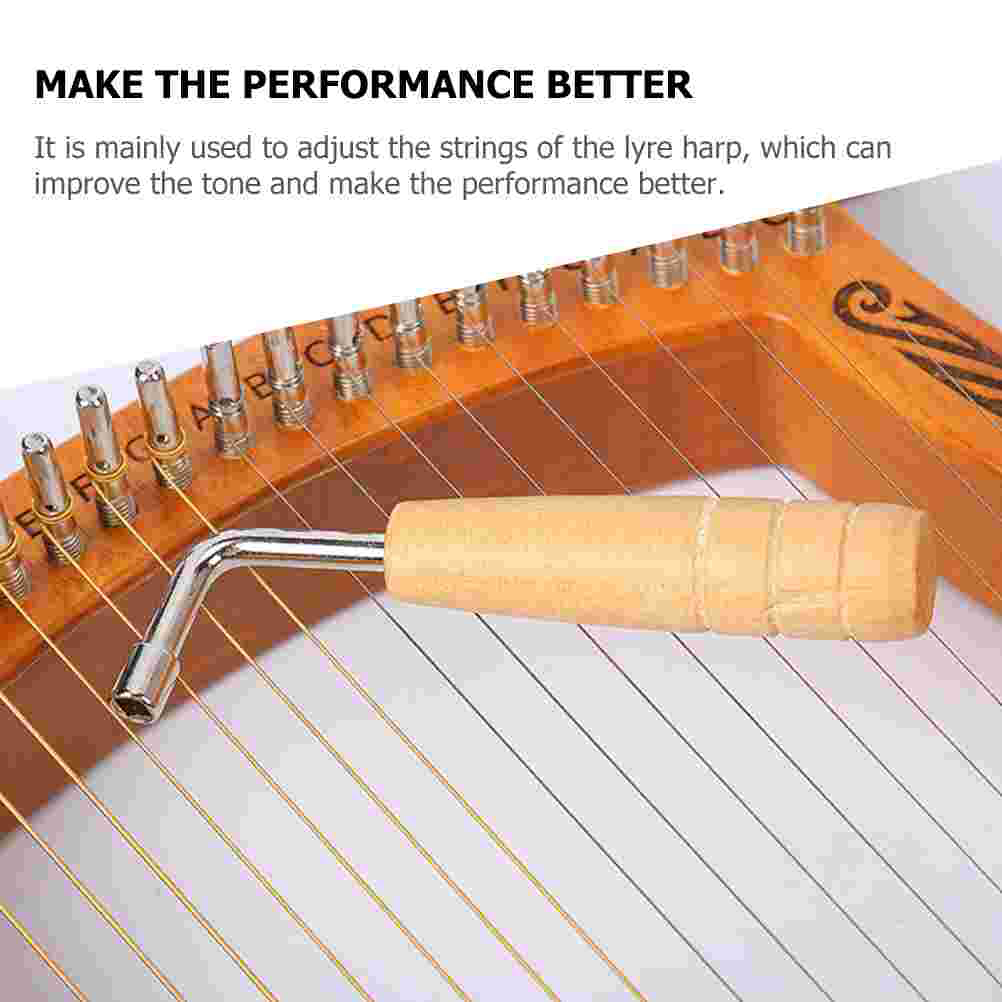 Ddmysmile Lyre Tuning Guzheng Harp Wrench Classic String Instrument Piano Tuner Spanner Wooden Handle Adjustment ddmysmile Tool Inner Angle Smile