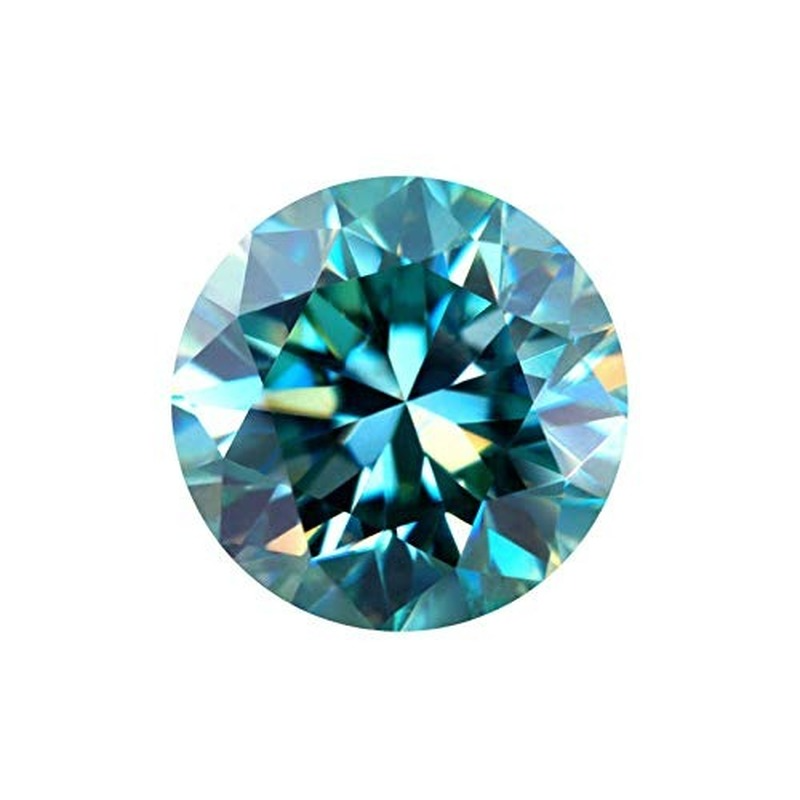 Factory Wholesale Cyan Moissanite Turquoise Color 6.5mm 1.0ct Round Cut Shape Loose Diamonds Gemstones Women Jewelry