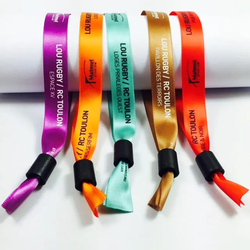 Wholesale Adjustable Party Festival Events Custom Polyester Fabric Bracelets Logo Design Wristbands