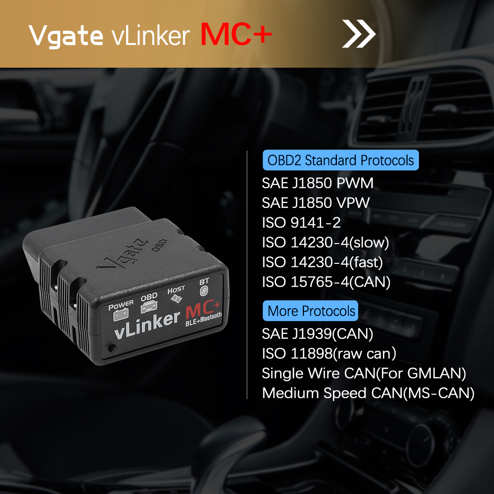 Vgate vLinker MC+ ELM327 Bluetooth 4.0 OBD 2 OBD2 ELM 327 wifi Car Diagnostic For Android/IOS Scanner Auto Tool PK OBDLINK V 1 5