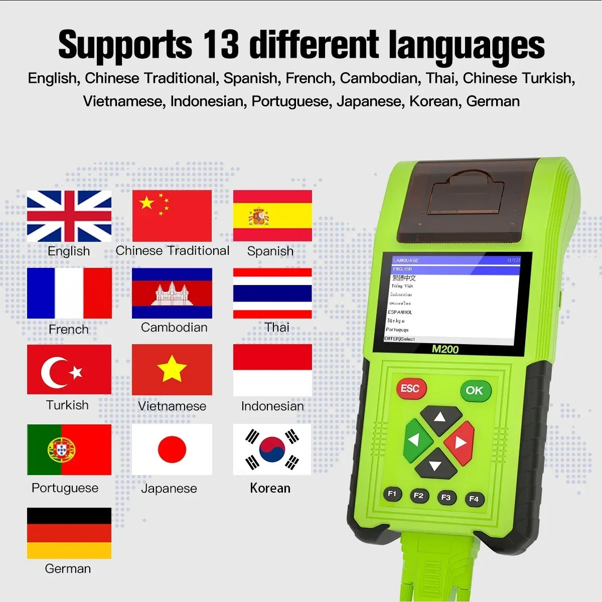 2024 JDiag M200 Motorcycle Diagnostic OBD2 Scanner Moto Fault Code Reader Battery Tester Motoscan Tool For Yamaha Update of M100