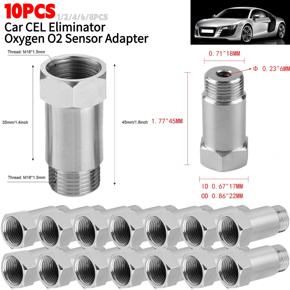 10-1PCS M18X1.5 Oxygen O2 Sensor Extender O2 Oxygen Sensor Spacer Car CEL Fix Check Engine Light Eliminator Adapter Converter
