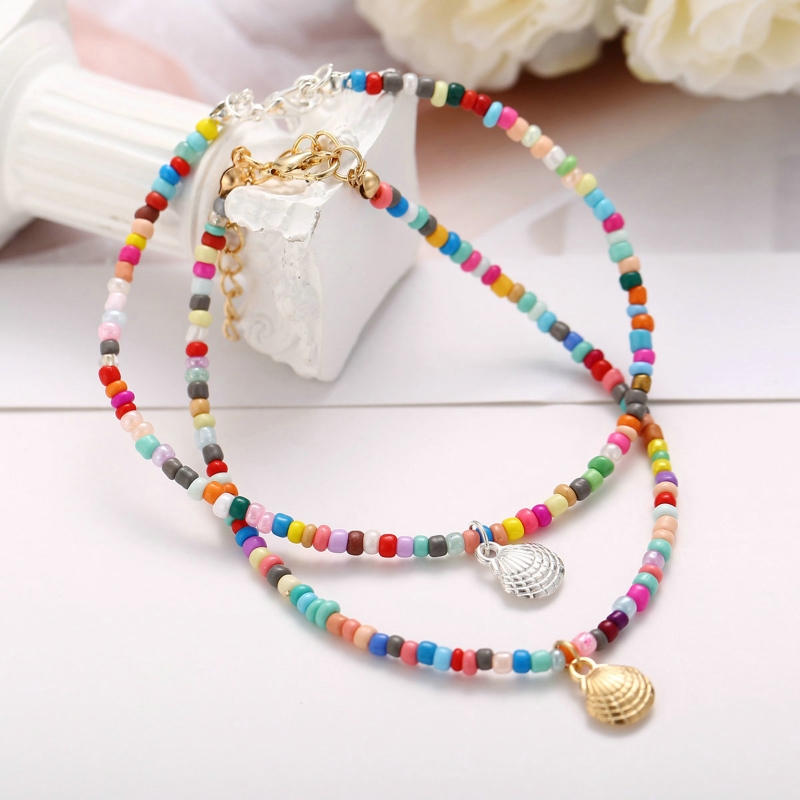 KIKI Small Beaded Anklets Handmade Boho Colorful Beads Ankle Bracelets Adjustable Foot Anklet Anklets for Women Girls