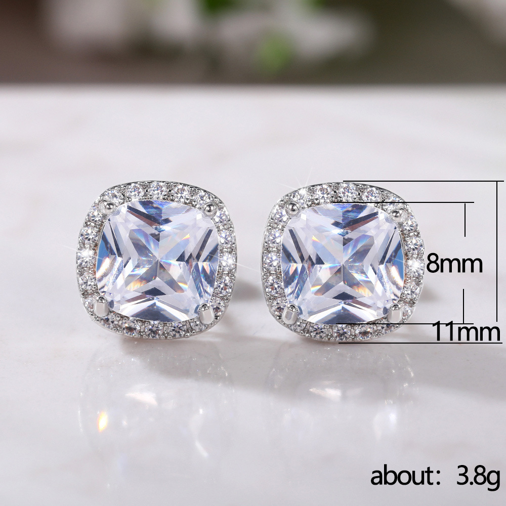 Square Cubic Zircon Diamond Earring Charm Silver Gold Designer Flower Love Heart Owl Pearl Wedding Stud Earrings Dangle Gift for Woman Fashion Jewelry