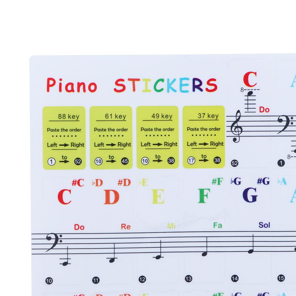 Sticker Symbol 88Keys Adhesive Electronic Keyboard Key Keys Sticker Piano Keyboard Stickers Piano Stave Note Note Sticker