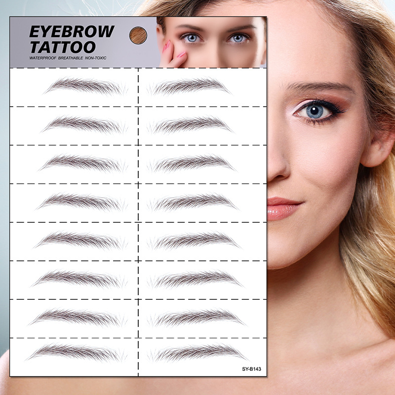 Eyebrow Tattoos Waterproof Stickers Hair Like Long Lasting Water Transfers Sticker Makeup Eye Brow Shaper for Grooming