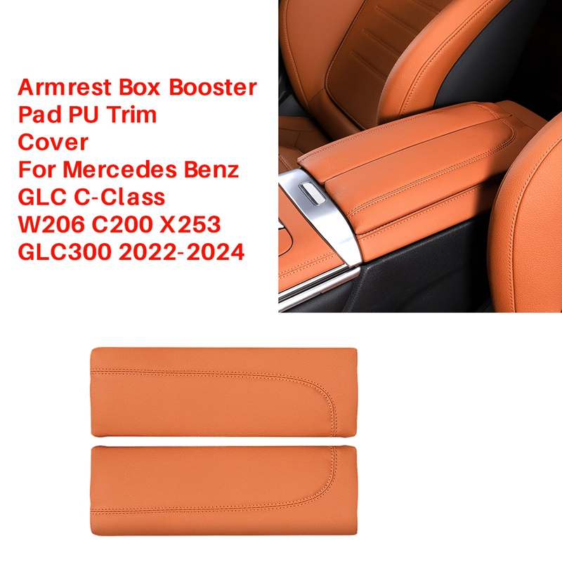 Car Central Console Armrest Box Booster Pad PU Trim Cover For Mercedes Benz GLC C-Class W206 C200 X253 GLC300 22-2024