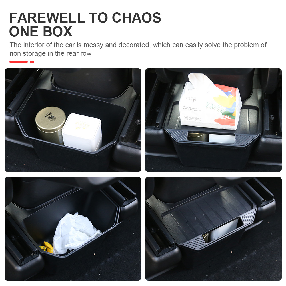 For Tesla Model Y Rear Center Console Storage Box TPE Large Capacity Car Console Tray Case with Cover Center Console Organizer