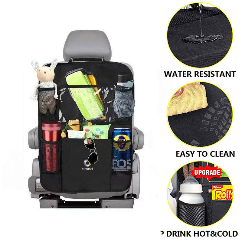 Car Seat Back Organizer with Touch Screen Storage Pockets for Travel Kids For Mercedes Smart Fortwo Forfour 451 453 Accessories