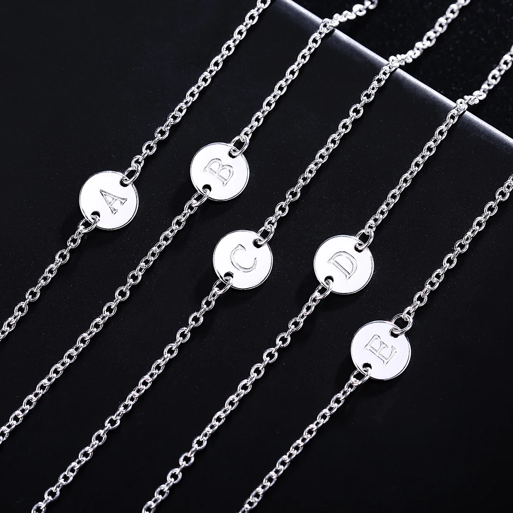 925 Sterling Silver 26 Letter Women Men Chain Bracelet Anklet Charm Wedding Personality Jewelry Lady Gift Party