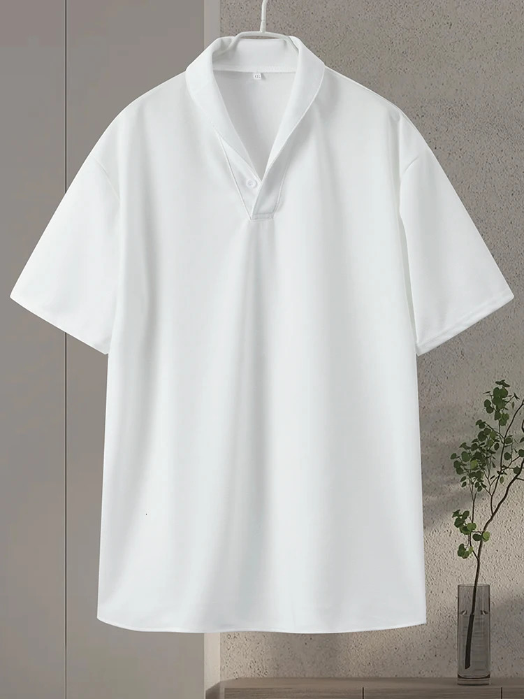 Mens Solid Pleate Two Piece Suits Summer male TurnDown Collar Short Sleeve Top Sets Casual Long Straight Pants Outfits 240518