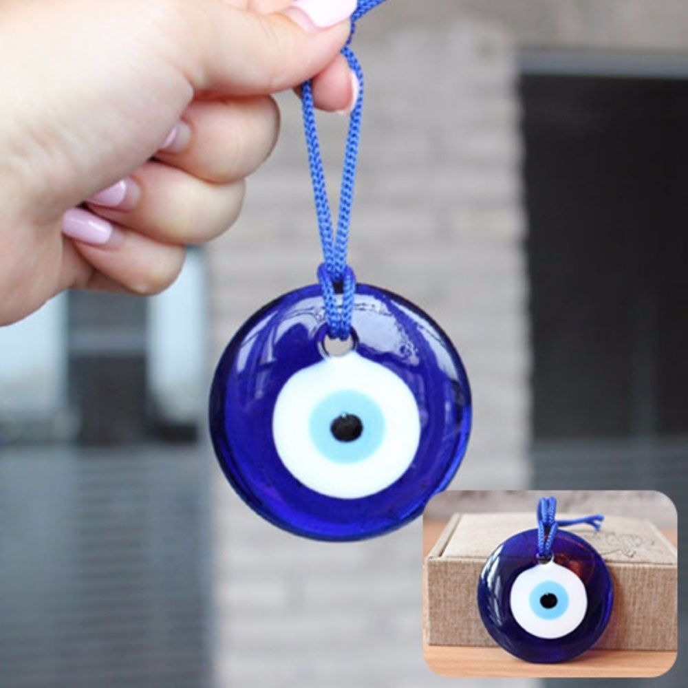 1PC Blue Lampwork Glass Turkish Evil Eye Charm Pendant Car Home Amulet Kabbalah