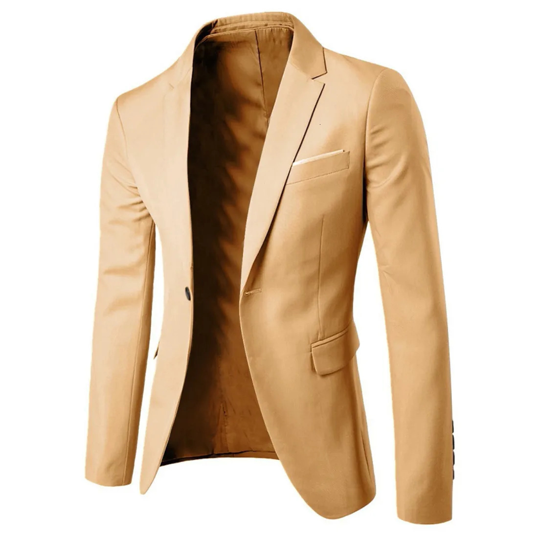Mens Single-breasted Solid Color Large Size European and American Style Fashion Suit Mens Color Casual Small Blazer Jacket 240518