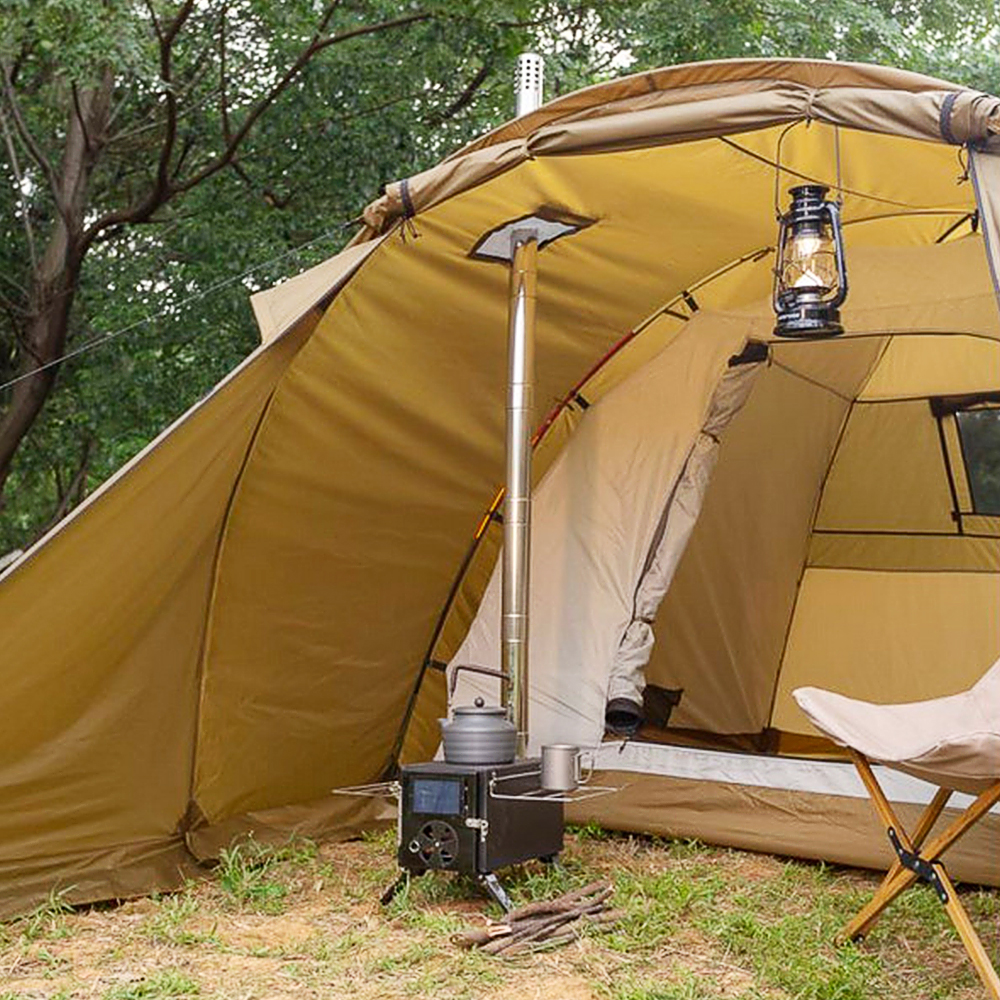 Portable Foldable Wood Burning Stove Camp Tent Stove with Chimney Pipe Firewood Stoves for Camoing Tent Shelter Heating Cooking
