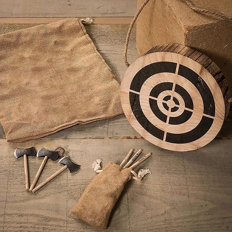 Small Viking Axe Game, Axe Throwing Game With Wooden Target Darts Set, Throwing Game Set Outdoor Shooting Exercises Durable