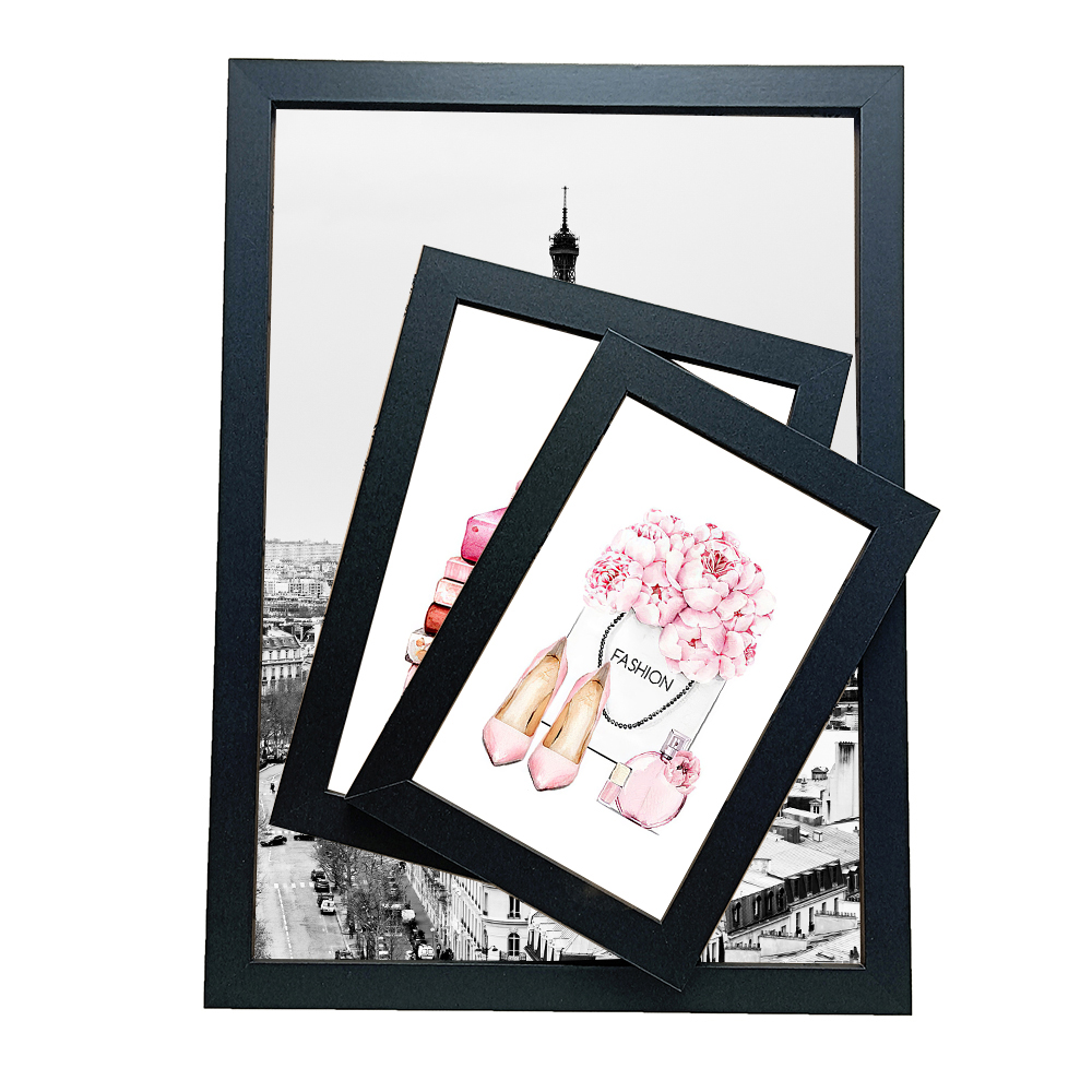 2pcs Black Picture A4 15X20/9X13/10X15/13X18CM Wood Photo Without Mat Certificate Document Frame Wall Hang Desktop H260306