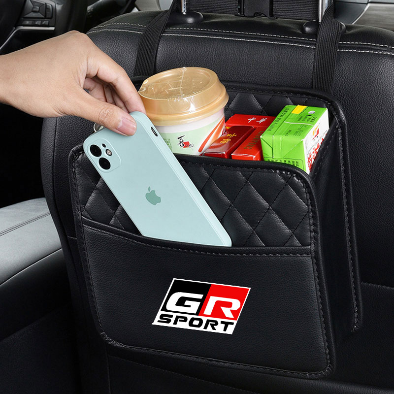 Car Rear Seat Storage Box Folding Organizer Auto Interior For Toyota GR Sport Gazoo Racing Yaris 86 Hilux Supra C-HR Accessories