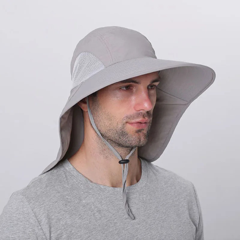 Outdoor Quick Drying Fisherman Cap For Women Men Wide Brim Bucket Hat Fishing Hat Male Summer Anti UV Sun Hats With Neck Flap 240514