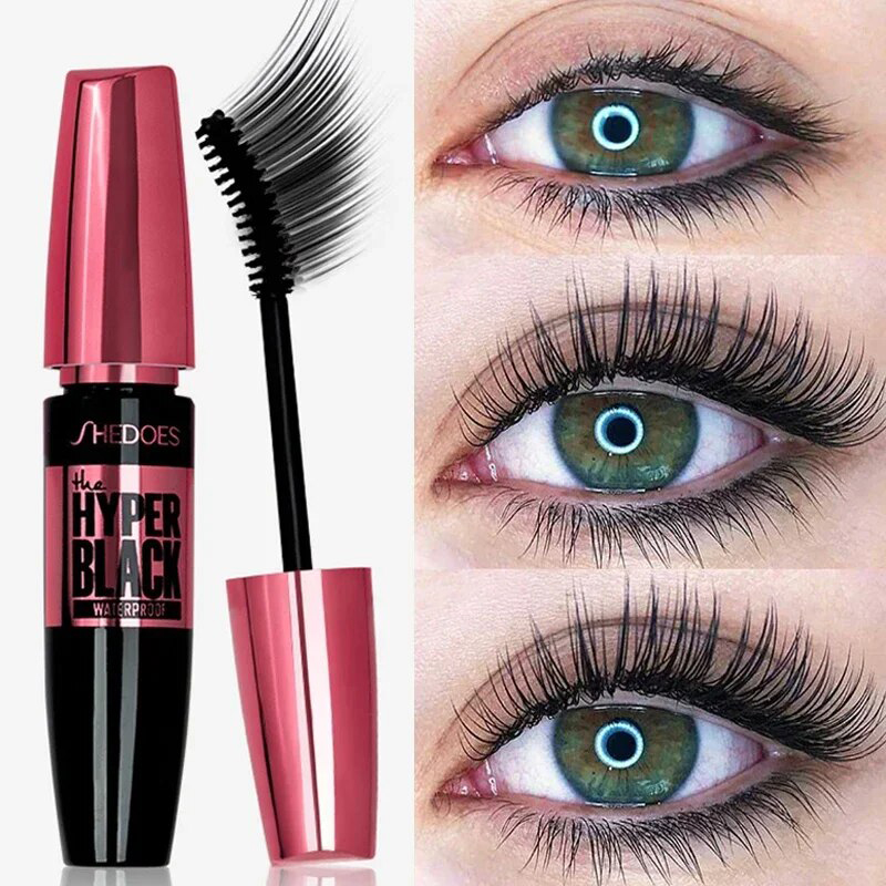 Mascara Quick Waterproof Drying Black Non-blooming Mascara Long Lasting Waterproof Curling Thick Smooth Eyelash Makeup smile