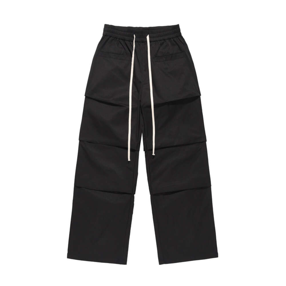 HOUZHOU Baggy Pants Men Hip Hop Black Cargo Trousers Male Designer Parachute Khaki Loose Streetwear Pleated Cotton Casual M522 80
