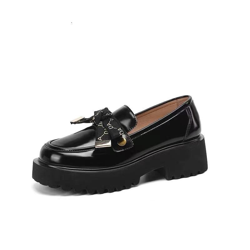 British Style Women's Loafers High Quality Leather Mary Janes Shoes Retro Round Toe Lolita Platform Shoes Slip On Flats