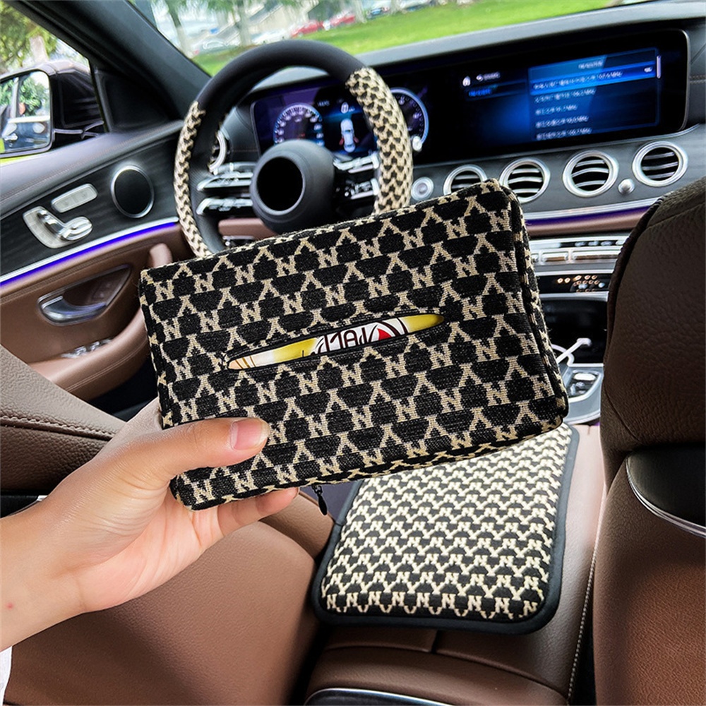 Sunflower Car Tissue Box Creative Car Tissue Hanging Paper Box Auto Interior Backseat Tissue Case Storage Bag Decoration