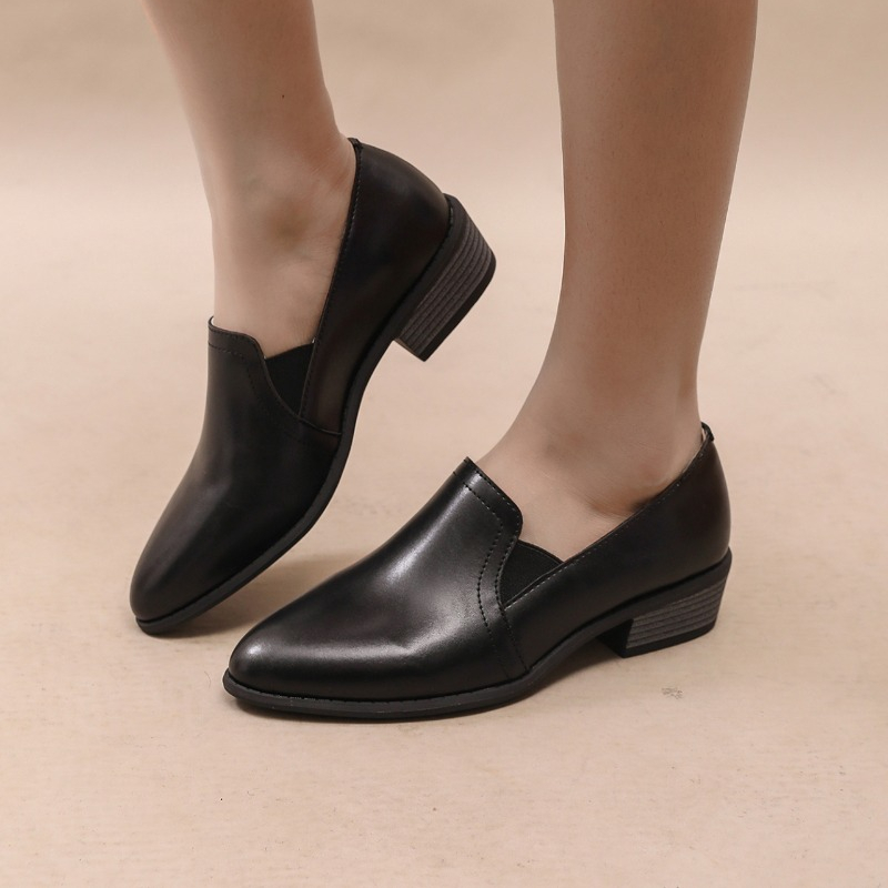 Autumn Women New Round Toe Pumps Loafers Single Zipper PU Leather Simple and Comfortable New Women's Shoes b648 's