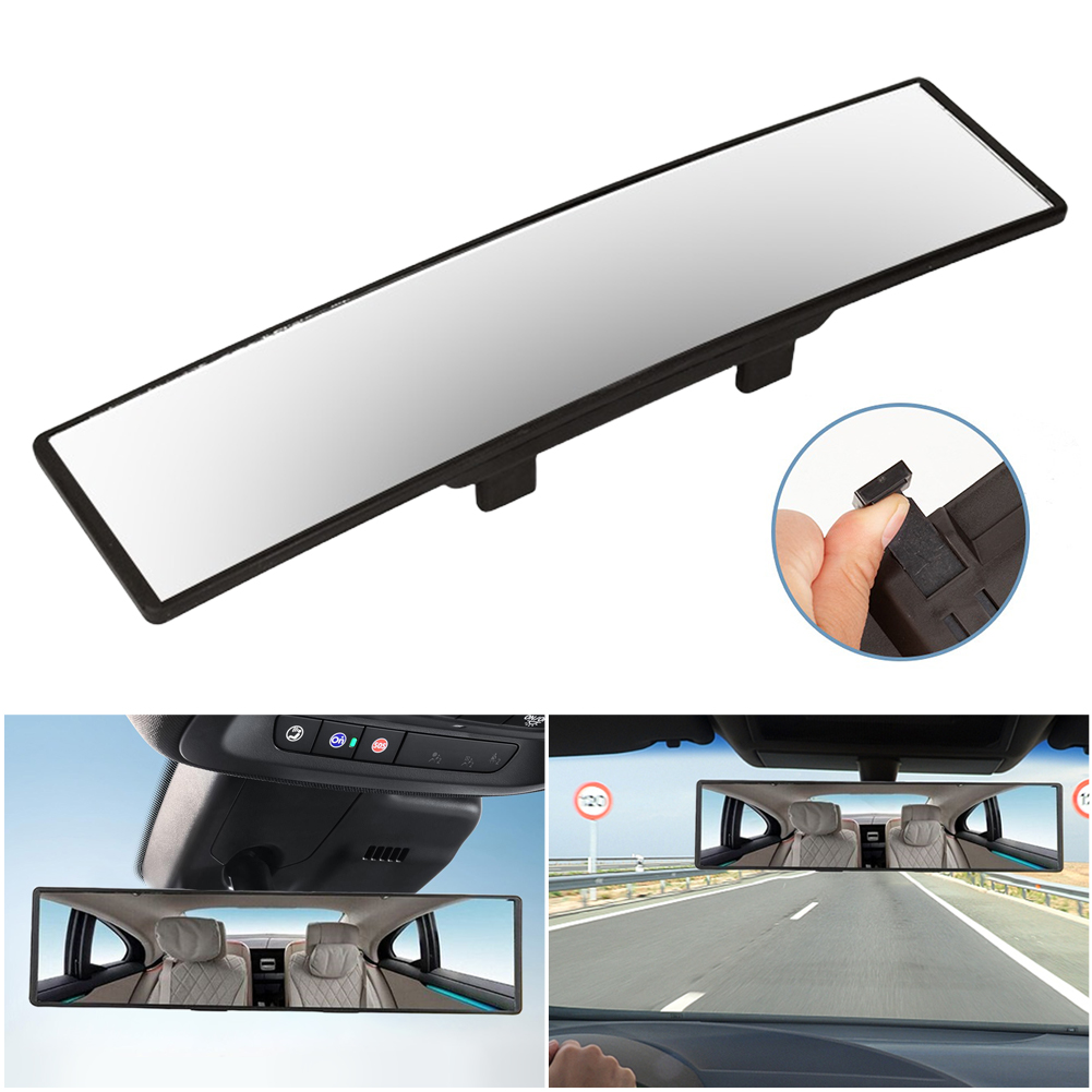 285mm Car Interior Rear Mirror Automotive Wide-angle Rearview Curved Mirror Rubber Clip Anti Glare Panoramic Rear View Mirror