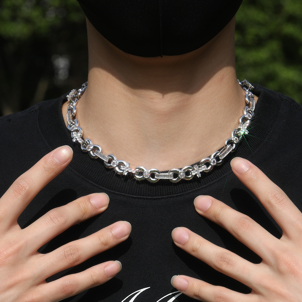 High Quality Hip Hop 12mm Infinite Cross Chain Necklace Bracelets 5A T Zircon Mens Jewelry Set