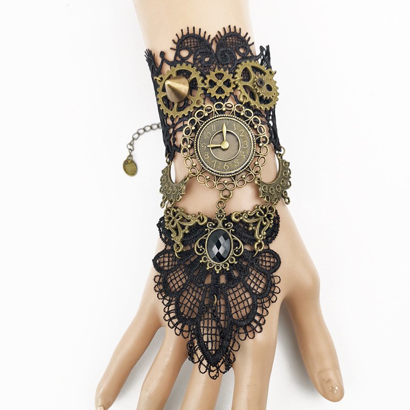 Original Design Multi Gears clock Nice Combined DIY Gear Mechanism Steampunk Bracelet Vintage Lace Bracelet Cosplay Party gift