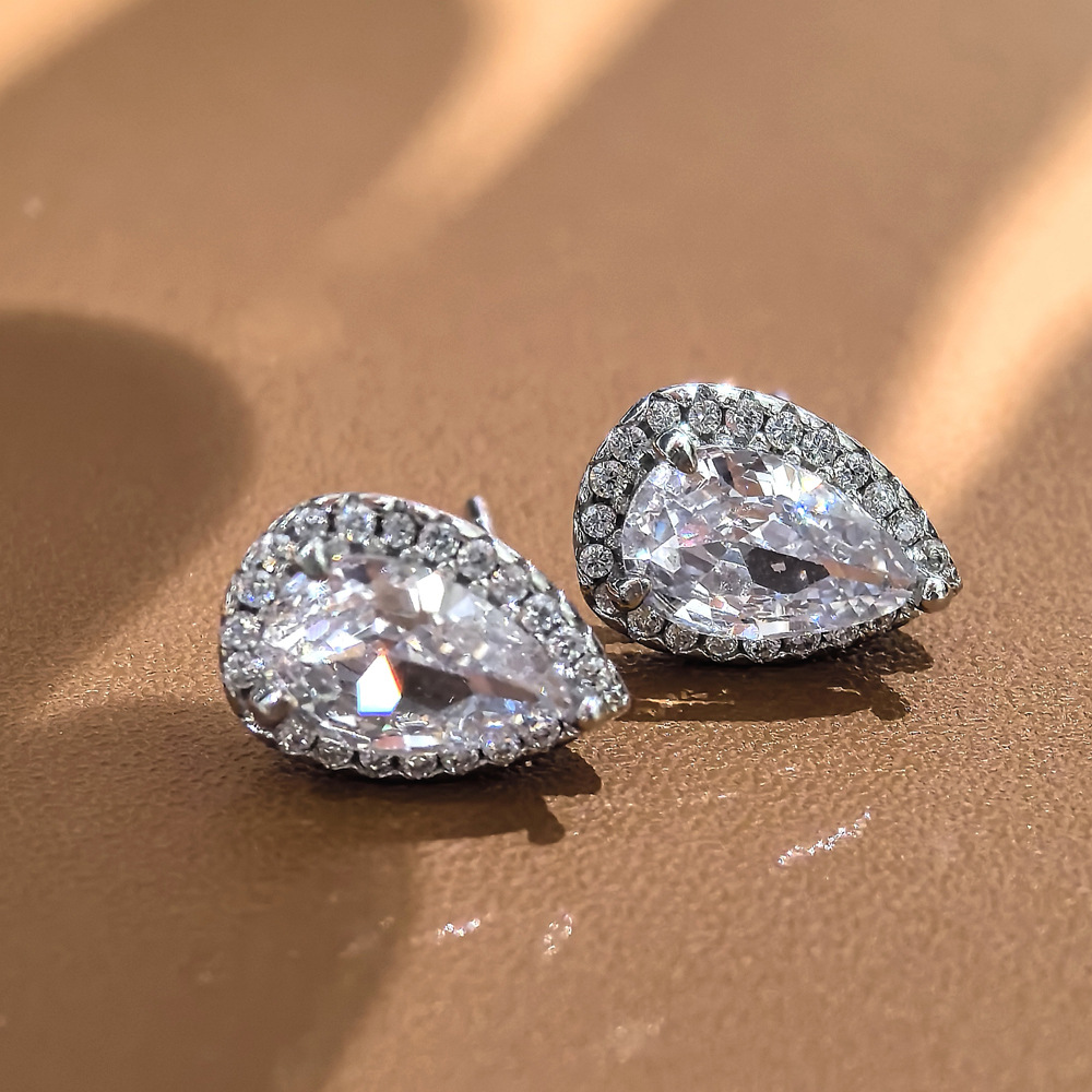 Sterg Sier Moissanite Stud Earrings for Women, Elegant Wedding Jewelry 6da9