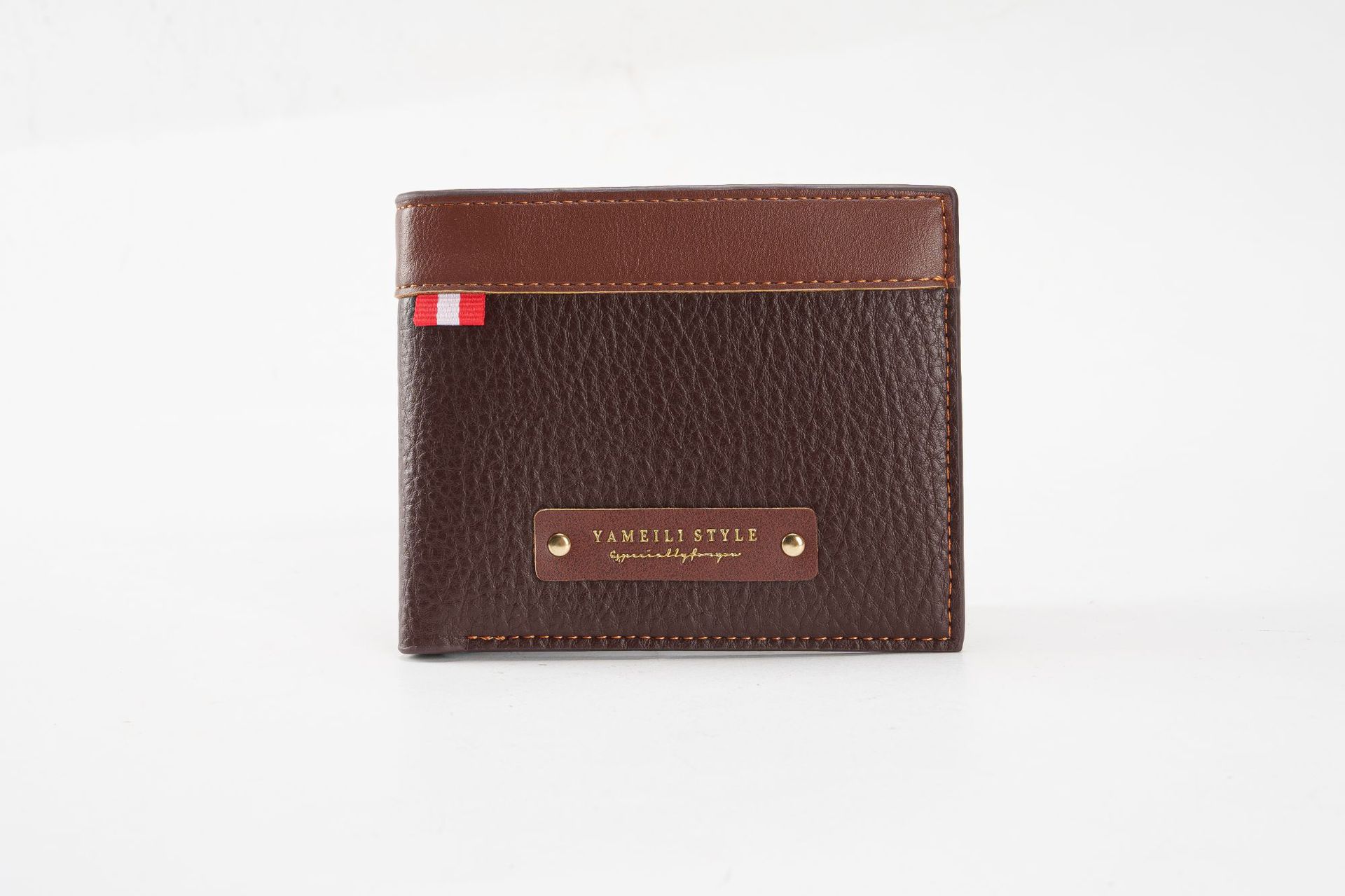 New wallet men's short wallet fashionable Retro casual lychee patterned soft leather wallet waterproof multiple card slots large capacity small w