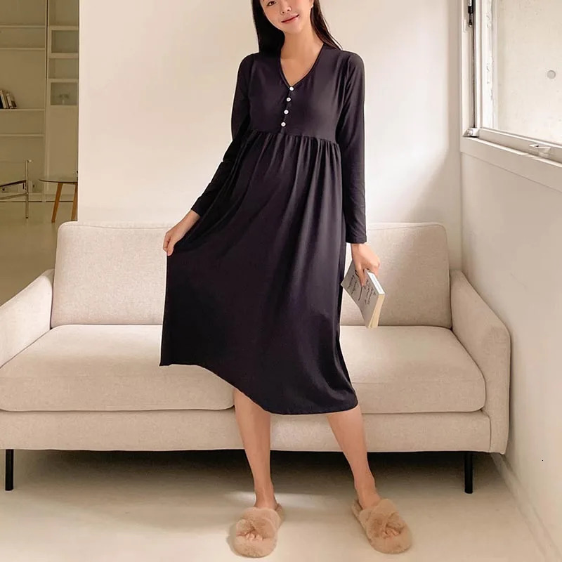 Maternity Clothes Breastfeeding Nightgowns Nursing Sleepwear Hospital Loose Fitting Breast Feeding Pajamas Pregnancy Dress 240523