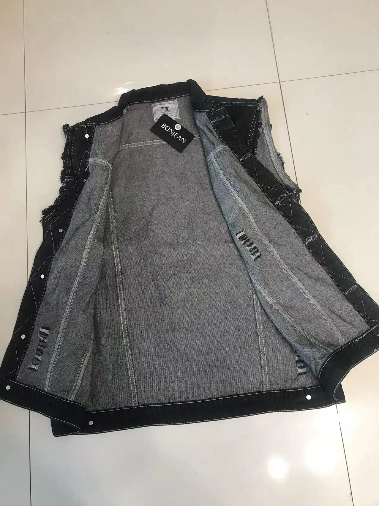 Mens Motorcycle Biker Vest Strawhat Skull Print Distressed Hole Punk Sleevless Denim Jacket Black Streetwear Waistcoat 240509