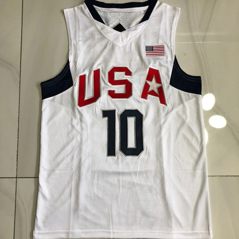 2 Colors Usa Dream Team 8 #10 Bryant Basketball Jerseys Navy White All Stitched Throwback 240522