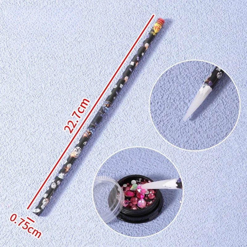 NAB064 11.5cm Nail Art Wax Pencil Rhinestones Gem Picker nail Dotting pen manicure tools 23CM