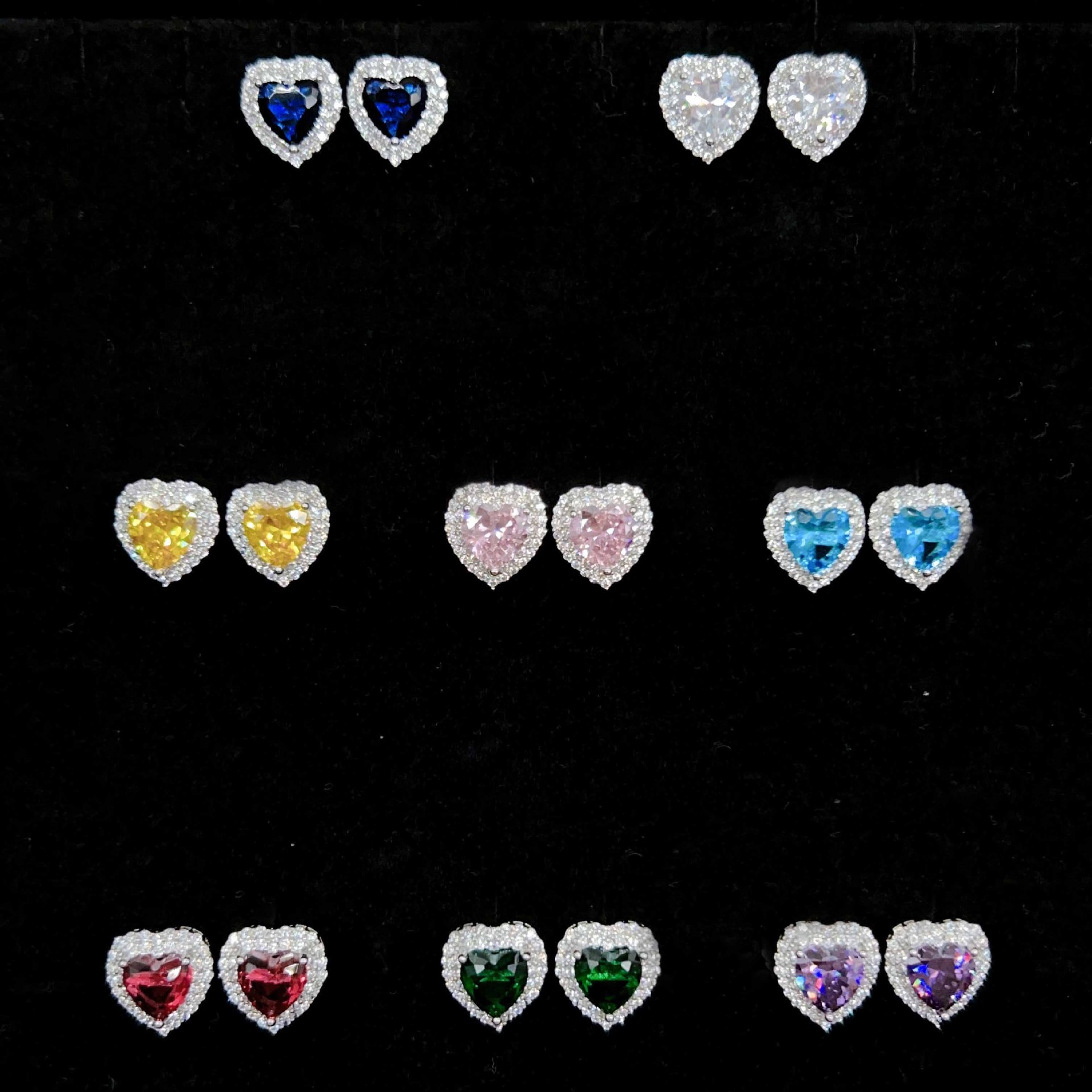 Stunning Sterg Sier Heart Stud Earrings for Women - 5A Cubic Zirconia Wedding Jewelry