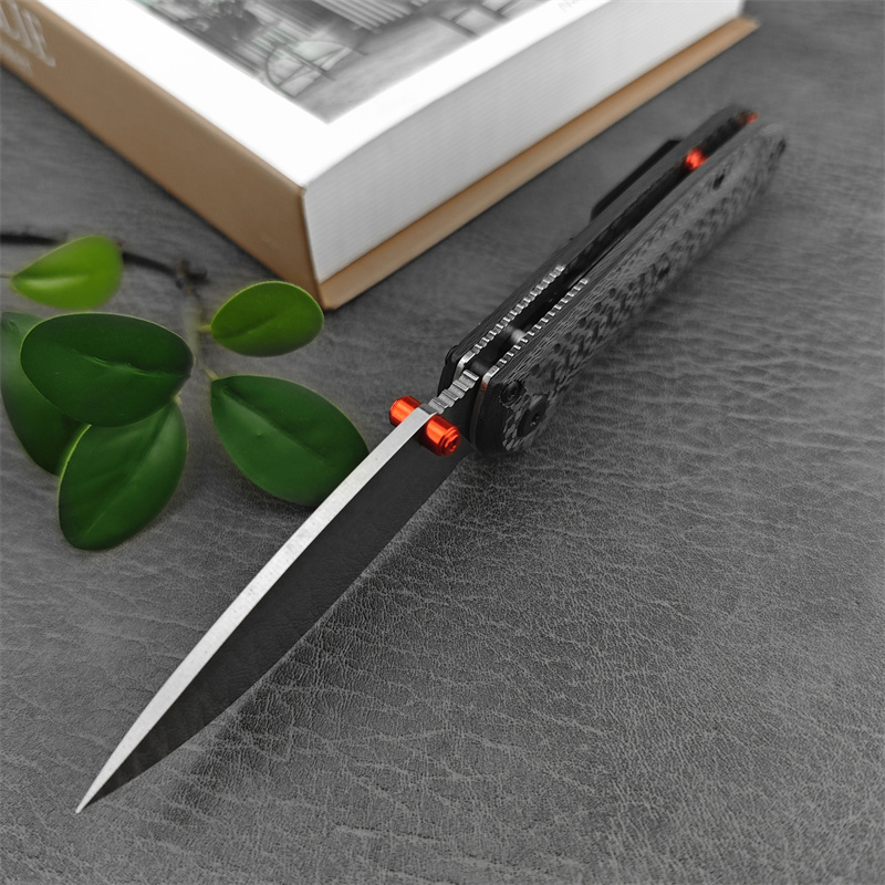 Mini Freek 565-1 EDC Pocket Folding Knife with Black Carbon Fiber Handle Outdoor Tacticals Self Defense Survival Knive Men Collector Gift Camp Tool 53