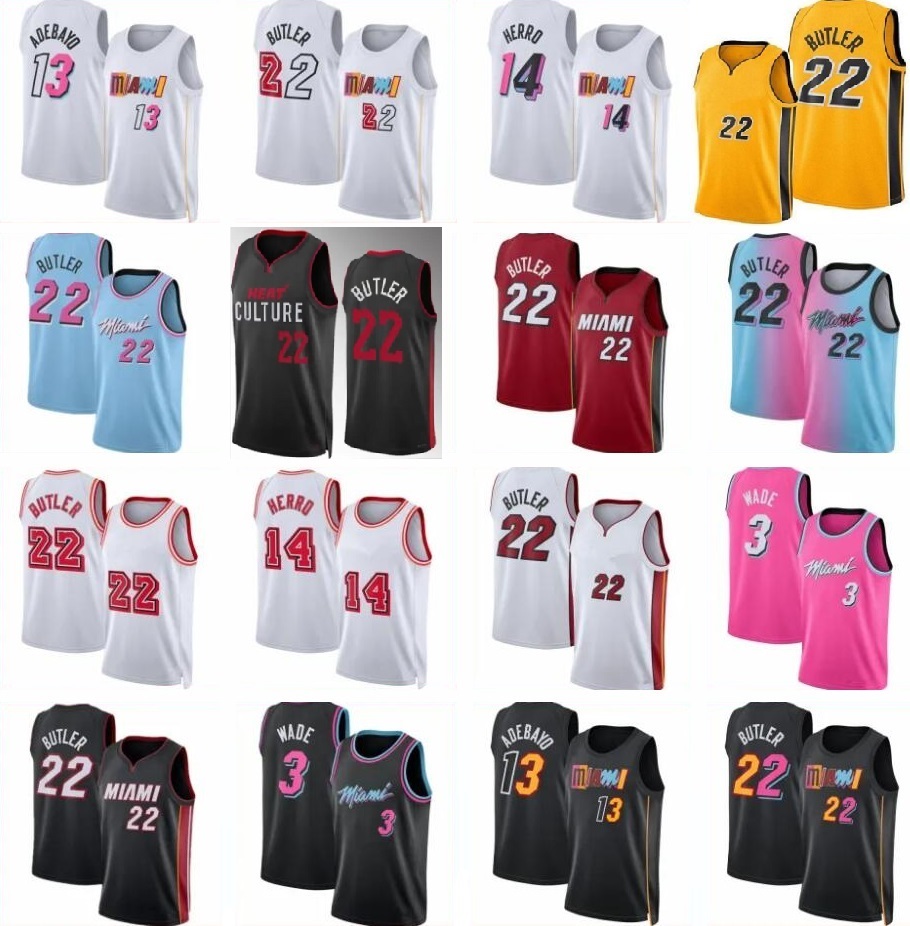 22 Jimmy Butler Custom Basketball Jerseys Dwyane Wade Kevin Love Tyler Herro Bam Ado Kyle Lowry Jaime Jaquez Caleb Martin City Men youth