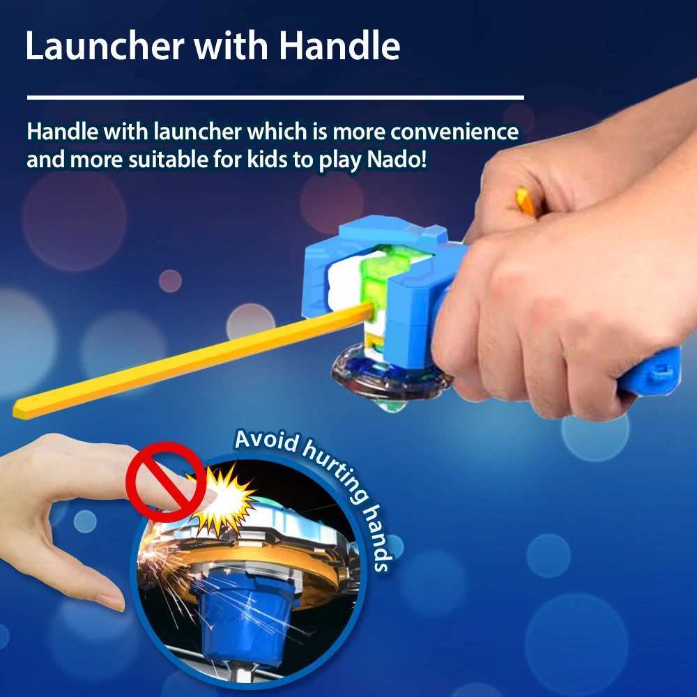 4D Beyblades Infinite Nado 3 Sports Series Super Whisper Rotating Top Gyroscope Interchangeable Stunt Tip Metal Ring Launcher Anime Childrens Toys Q24