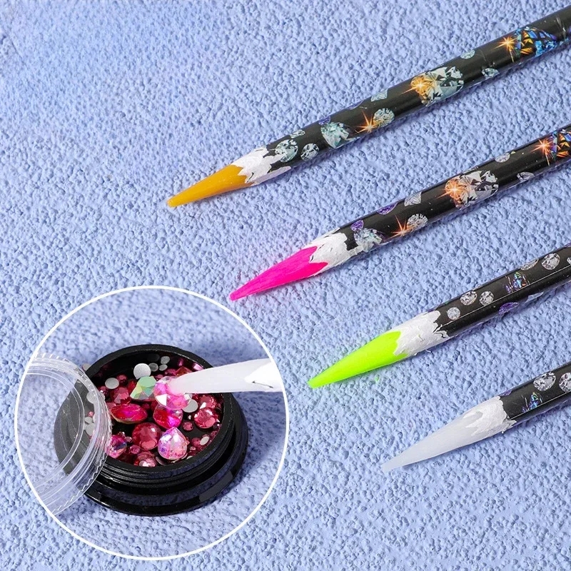 NAB064 11.5cm Nail Art Wax Pencil Rhinestones Gem Picker nail Dotting pen manicure tools 23CM