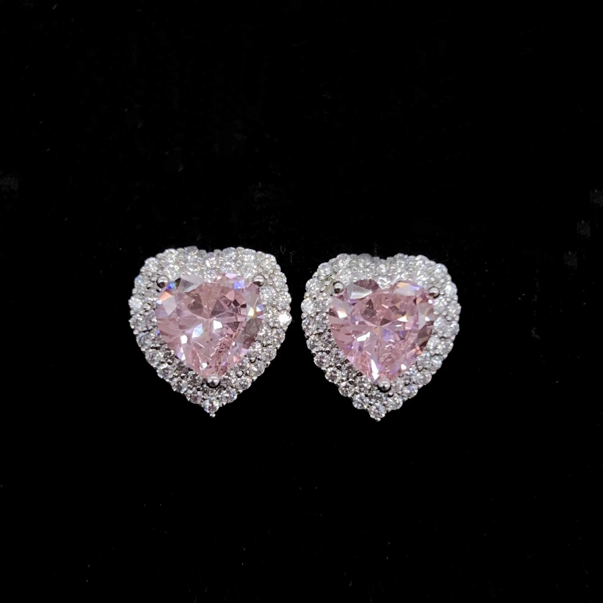 Stunning Sterg Sier Heart Stud Earrings for Women - 5A Cubic Zirconia Wedding Jewelry