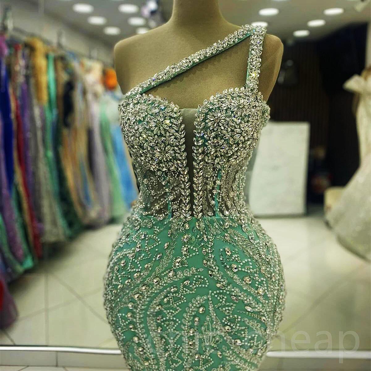 2024 Aso Ebi Sage Mermaid Prom Dress Beaded Crystals Sequined Evening Formal Party Second Reception 50th Birthday Engagement Thanksgiving Gowns Dresse