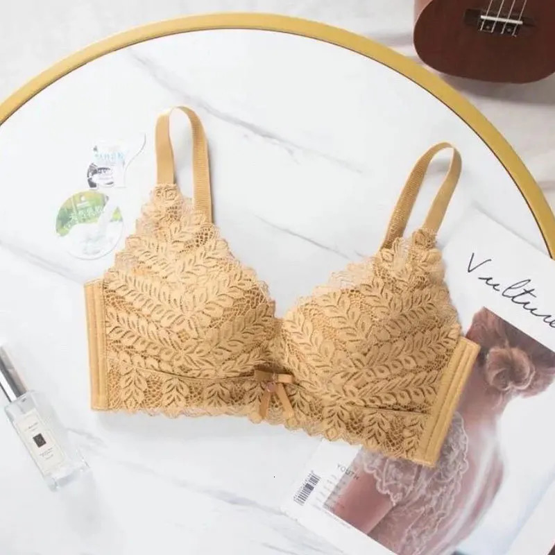trendy sexy small breasts gathered adjustable underwear womens no rims and breast bras 240508