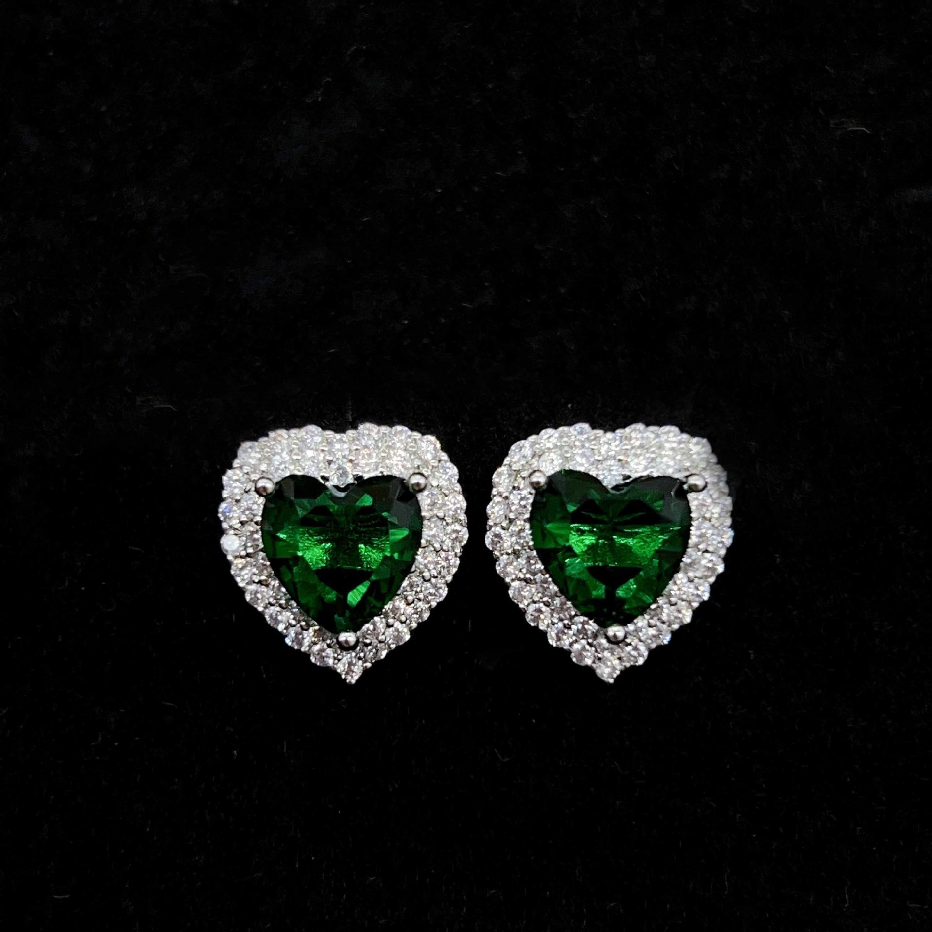 Stunning Sterg Sier Heart Stud Earrings for Women - 5A Cubic Zirconia Wedding Jewelry